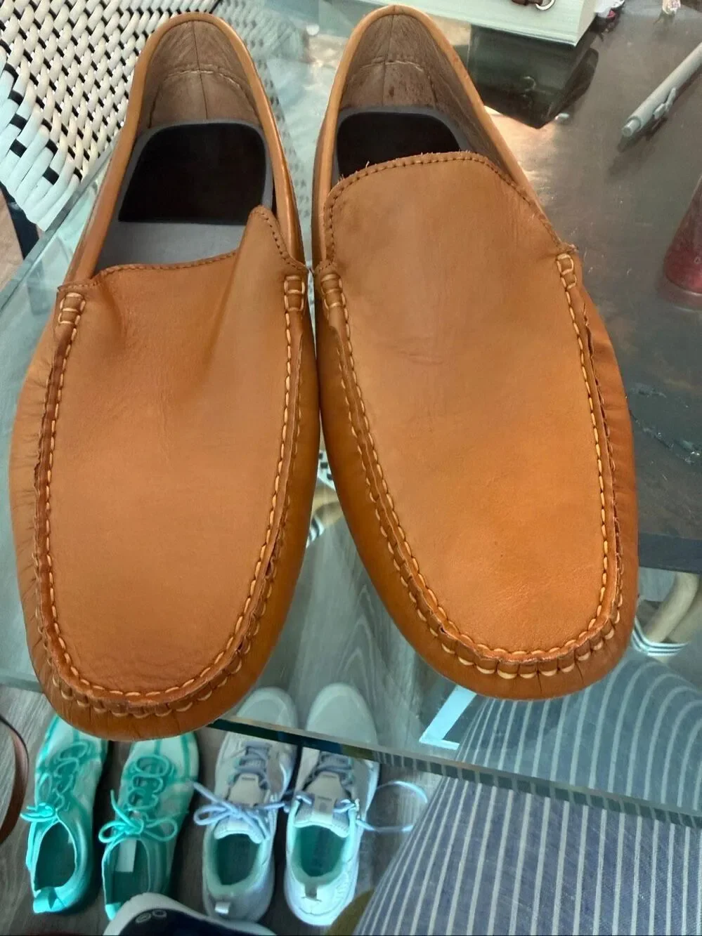 Zanzara Camel Leather Driving Moccasins sz 13 EUC